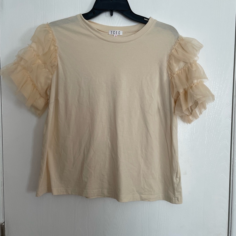 TCEC cream ruffle top